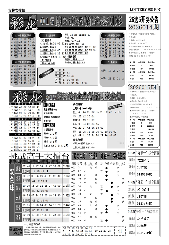 015期七星彩图(高清)D[图]