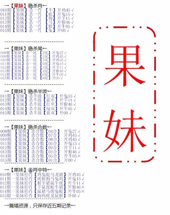 015期果妹心水[图]